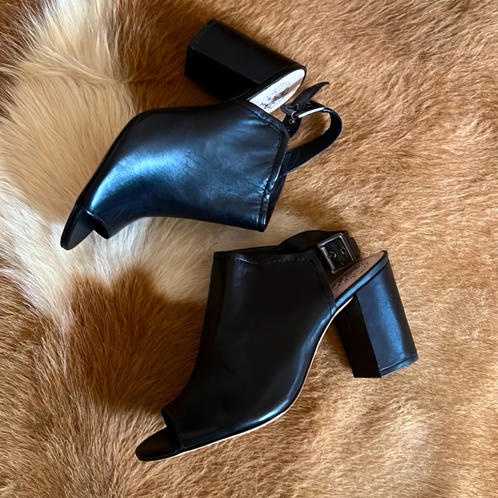 Vince Camuto Black Open Toe Slingback Block Heels